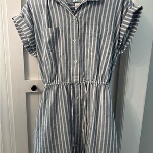 Japna Striped Button-Down Midi Dress